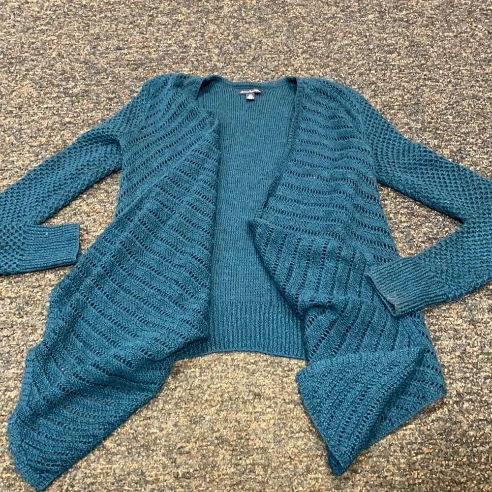 American Eagle Outfitters Teal Glitter Cardigan M